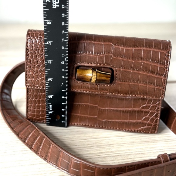 Fawn design Brown Croc-Embossed Belt Bag fall bohemian - Picture 4 of 12
